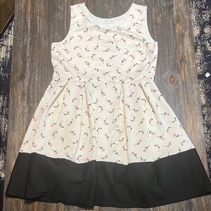 Knitworks Cream and Black Floral Kids Dress